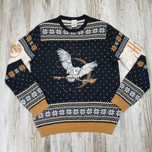 Numskull Harry Potter Sweater Small Navy Blue Excellent Hedwig Owl Holiday Knit